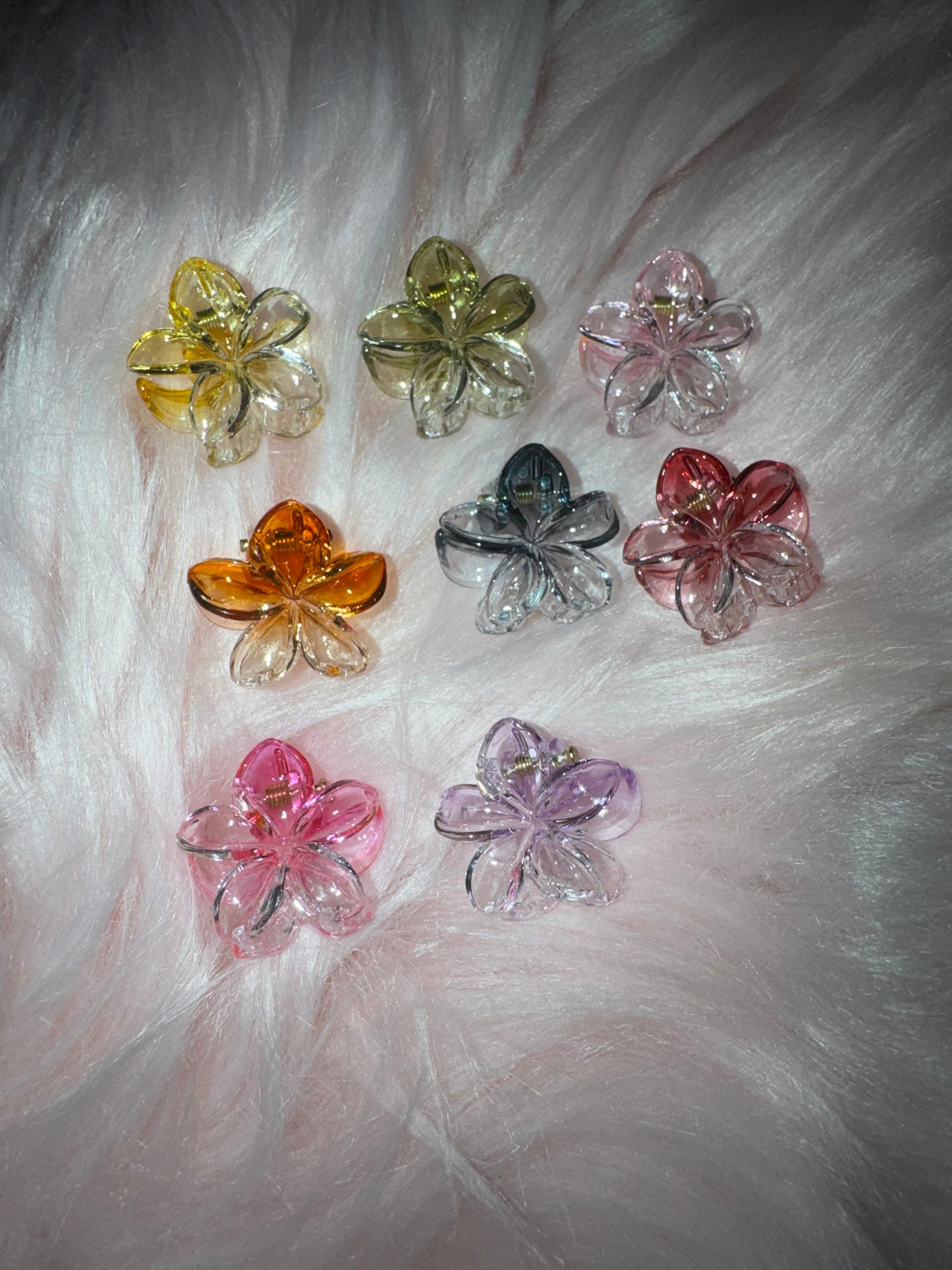 Petite pince à cheveux fleurs transparente