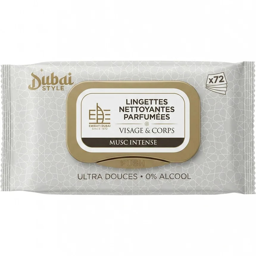 Lingettes Nettoyantes Parfumées Musc Intense Dubaï – Visage & Corps Femme