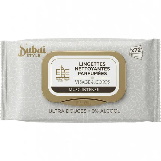 Lingettes Nettoyantes Parfumées Musc Intense Dubaï – Visage & Corps Femme