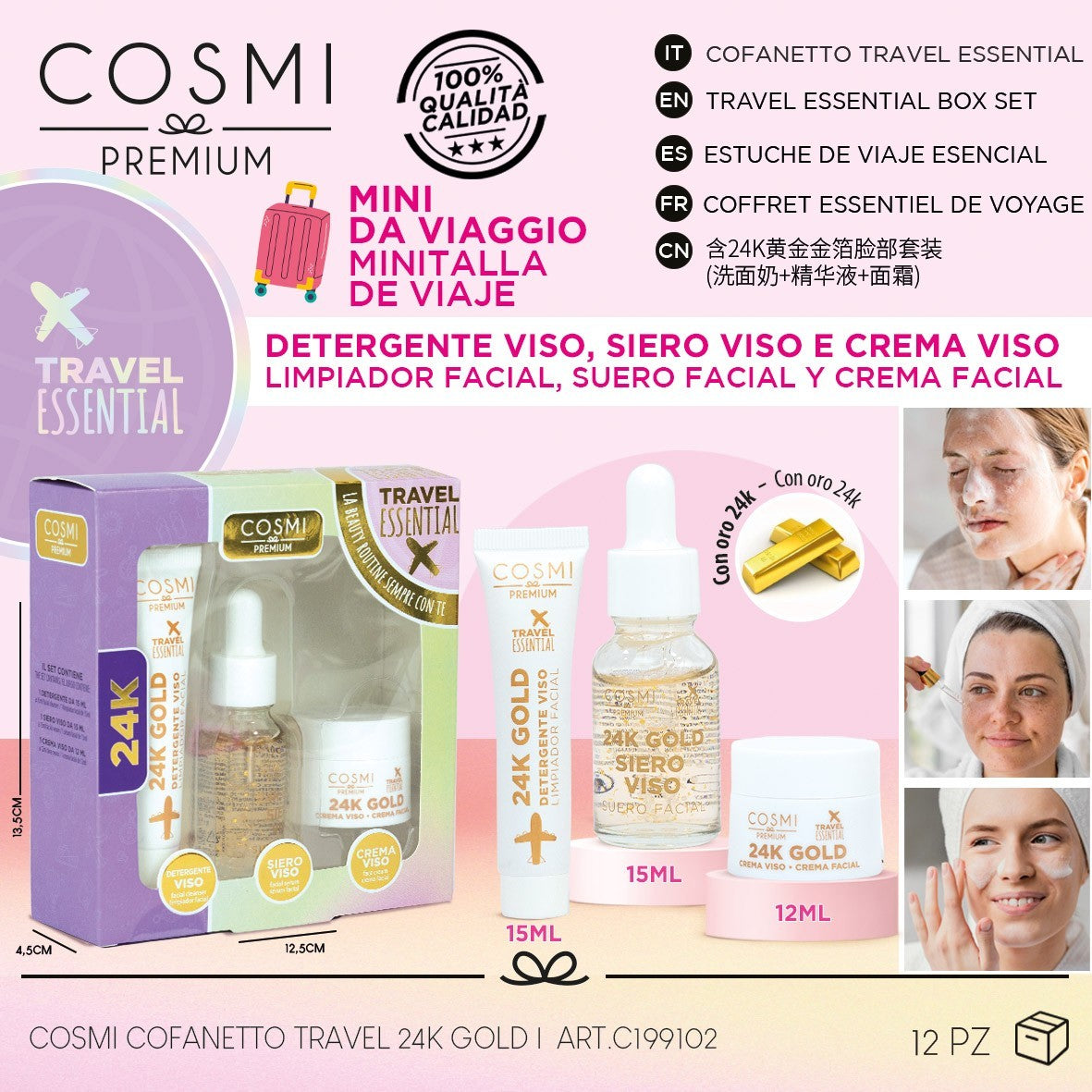 Kit essentiel de voyage Skin Care 24k