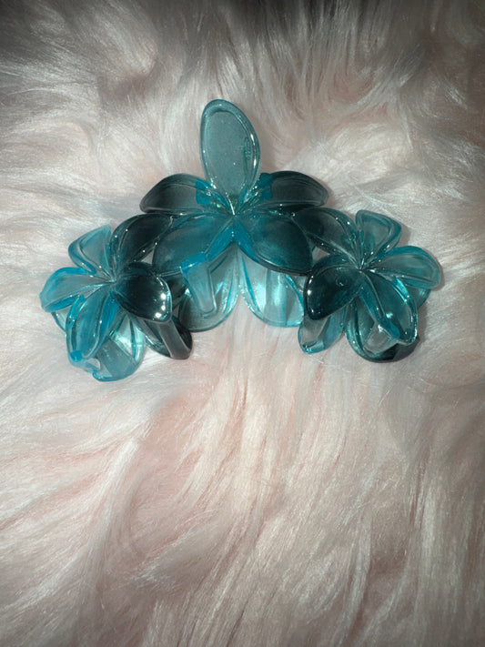 Grande pince à cheveux 3 Fleurs transparente