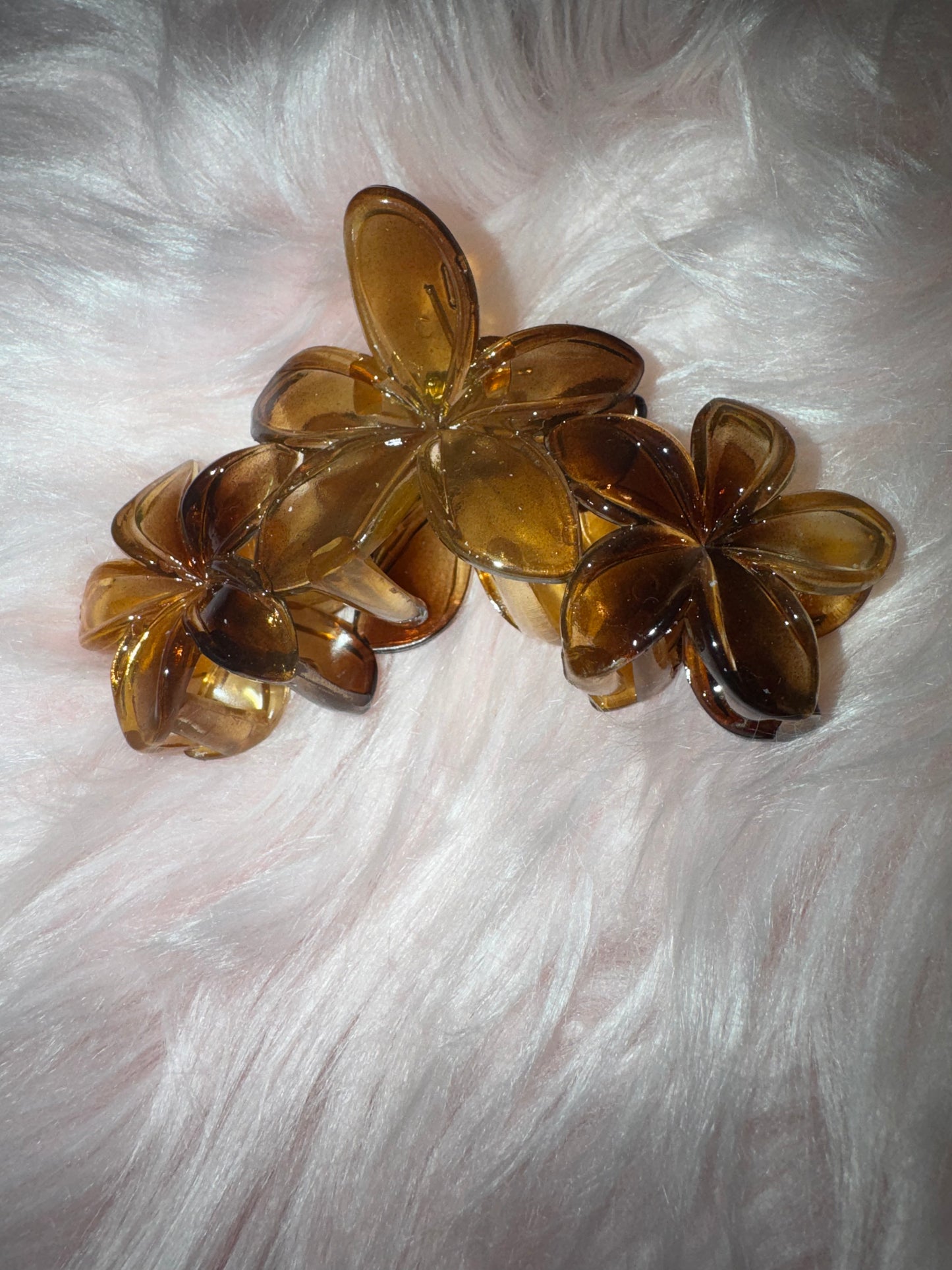 Grande pince à cheveux 3 Fleurs transparente
