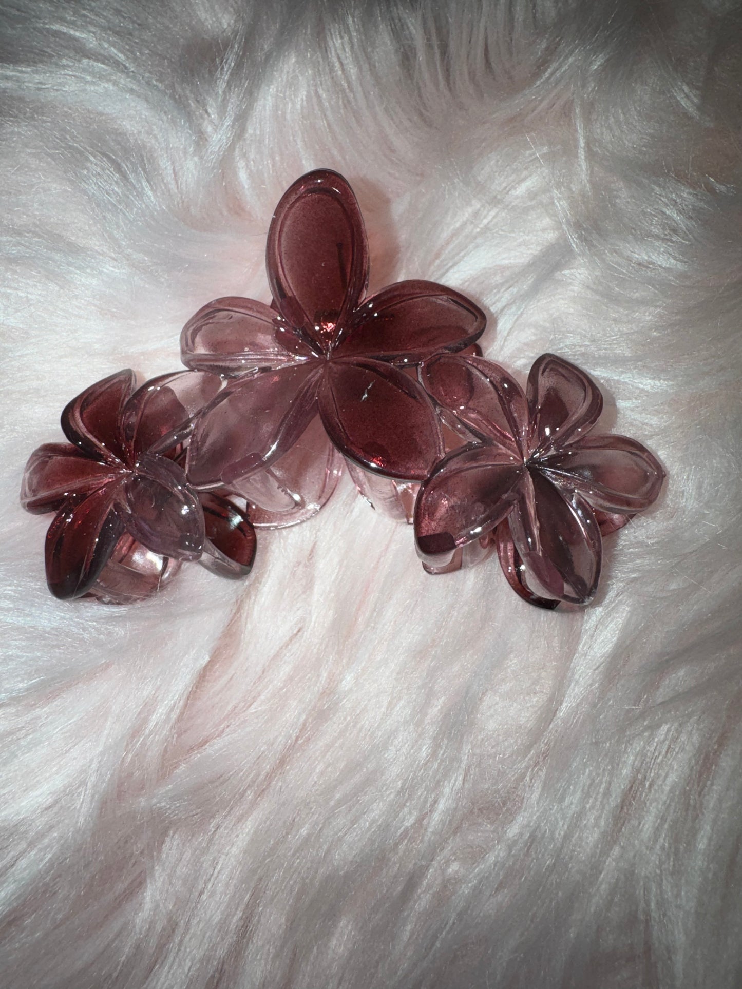 Grande pince à cheveux 3 Fleurs transparente