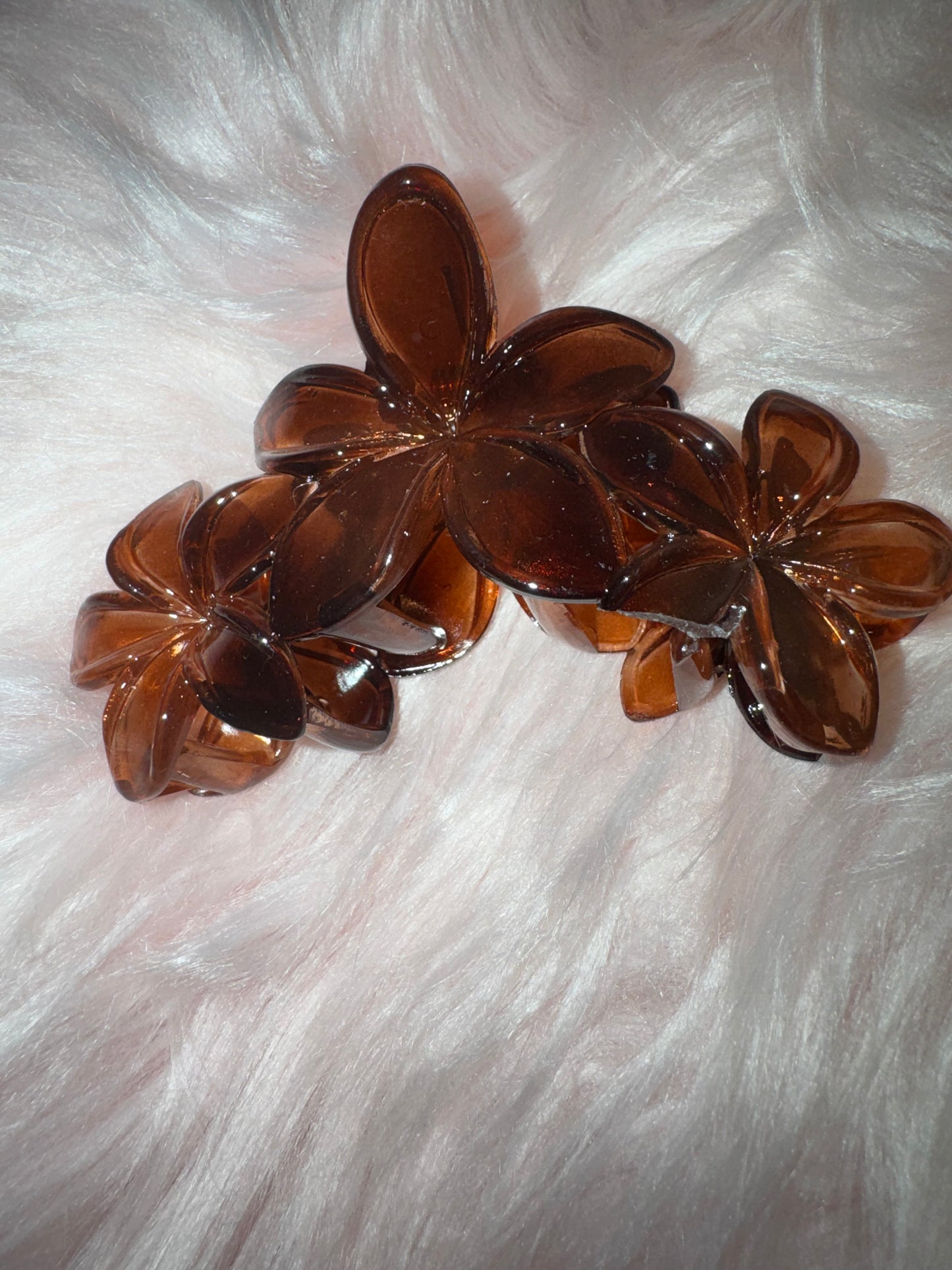 Grande pince à cheveux 3 Fleurs transparente